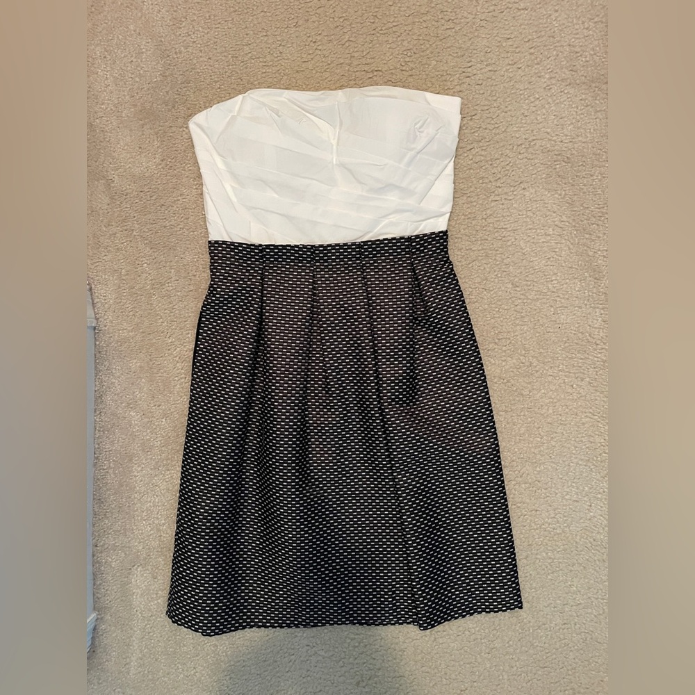 Max & Cleo Strapless Black and White Dress NWT